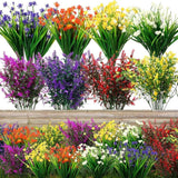6 Bundles Artificial Outdoor Flowers Lifelike UV Resistant Fake Hanging Plants Bouquet