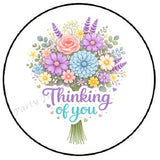 THINKING OF YOU FLORAL BOUQUET ENVELOPE SEALS LABELS STICKERS PARTY FAVORS Bouquet