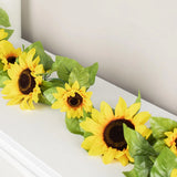 5 Foot Artificial Sunflower and Leaf Garland Green Plant