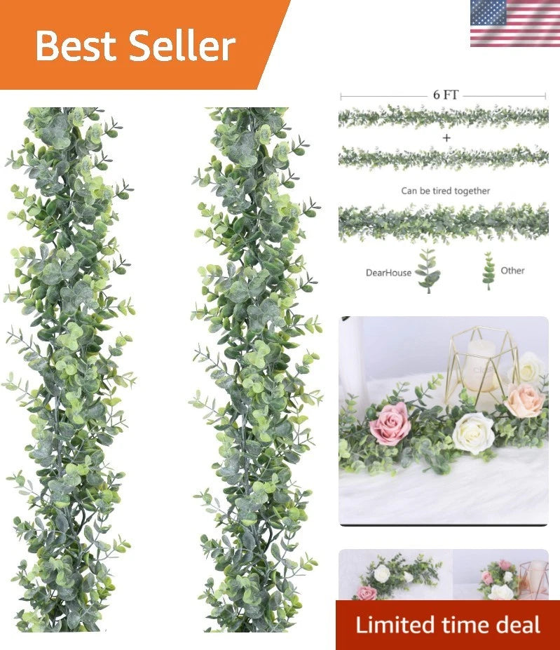 Faux Eucalyptus Garland Plant, 2 Pack Artificial Vines Hanging Eucalyptus Lea... Green Plant