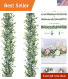 Faux Eucalyptus Garland Plant, 2 Pack Artificial Vines Hanging Eucalyptus Lea... Green Plant