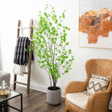 7Õ Artificial Enkianthus Tree with Stone Planter Home Decor. Retail $549 Green Plant