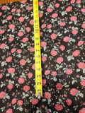 Pink Roses on Black Cotton Floral VINTAGE Fabric by Peter Pan 1.5yd  x 45Ó NICE! Roses