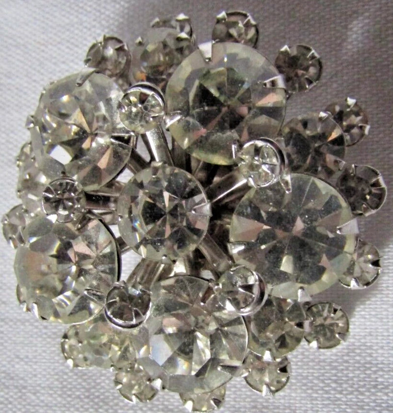 VINTAGE COSTUME JEWELRY SILVER TONE SUNFLOWER RHINESTONE BROOCH Sunflower