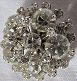 VINTAGE COSTUME JEWELRY SILVER TONE SUNFLOWER RHINESTONE BROOCH Sunflower