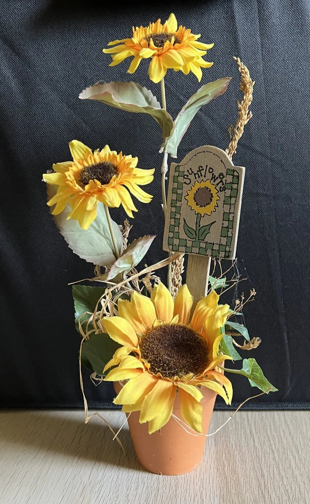 VINTAGE SUNFLOWERS DECORATIVE HOME DECOR POTTED FLOWER ARRANGEMENT Sunflower