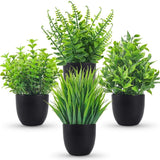 4 Pack Fake Plants Artificial Small Faux Bathroom Home Kitchen Office Desk Decor Flowering Plants