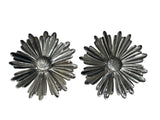VINTAGE SIGNED SARAH COV SILVERTONE BIG BOLD SUNFLOWER FLOWER CLIP ON EARRINGS Sunflower