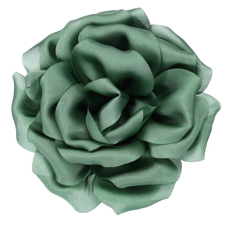 4" Silk Satin Flower Brooch Pin Large Peony Floral Lapel Pin Light Green Peony