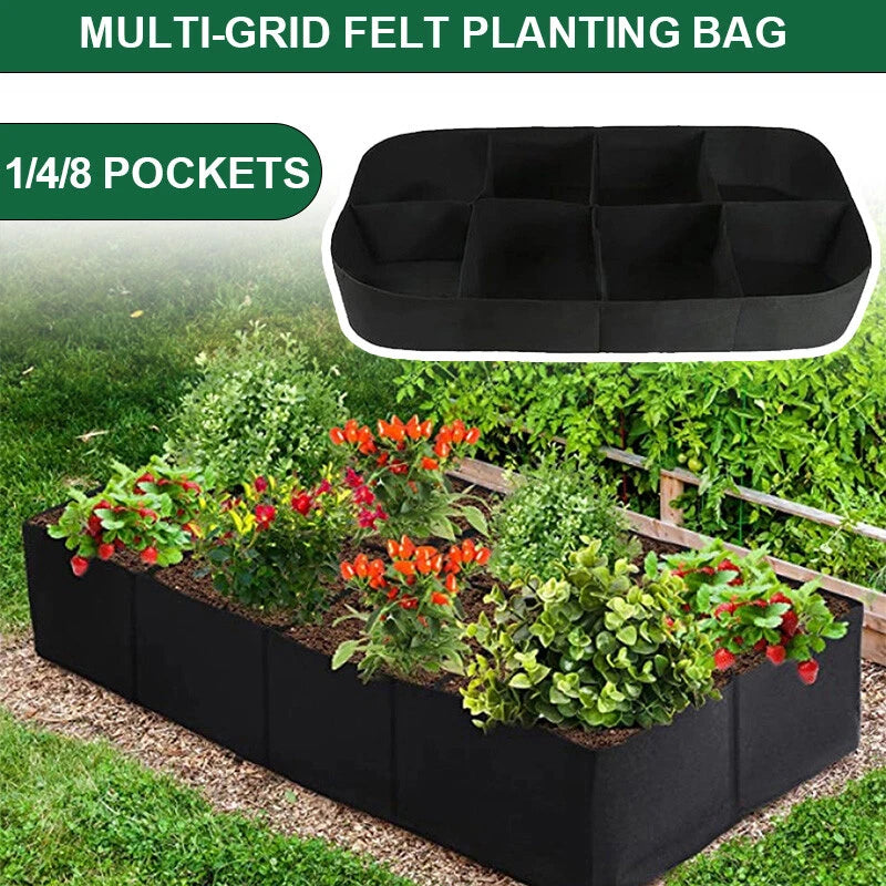 1/4/8 Grid Plant Grow Bag Nursery Bag Raised Flower Bed Garden Vegetable Planter Garden Plants