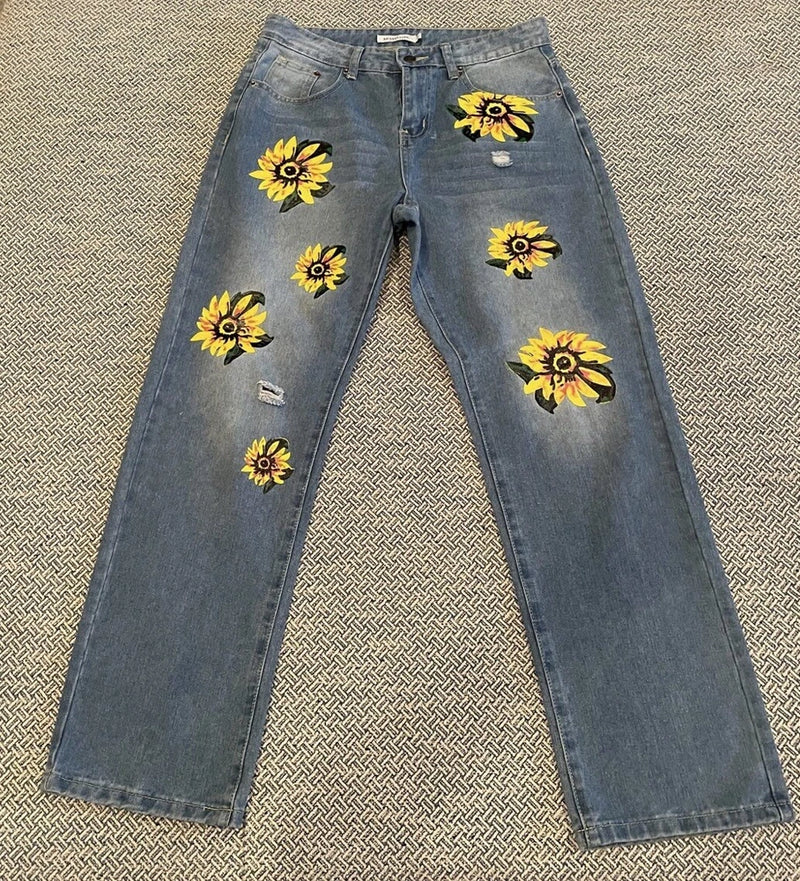 MISSLOOK Sunflowers Blue Jeans: Small Sunflower