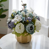 Large Artificial Flowers with Vase, Handcrafted Silk Rose & Hydrangea Floral ... Hydrangea