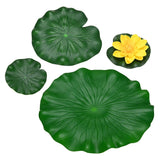 1-Set Artificial Foam Lotus Flower with Water Lily Pads, 4/7/11" [Yellow] Lily