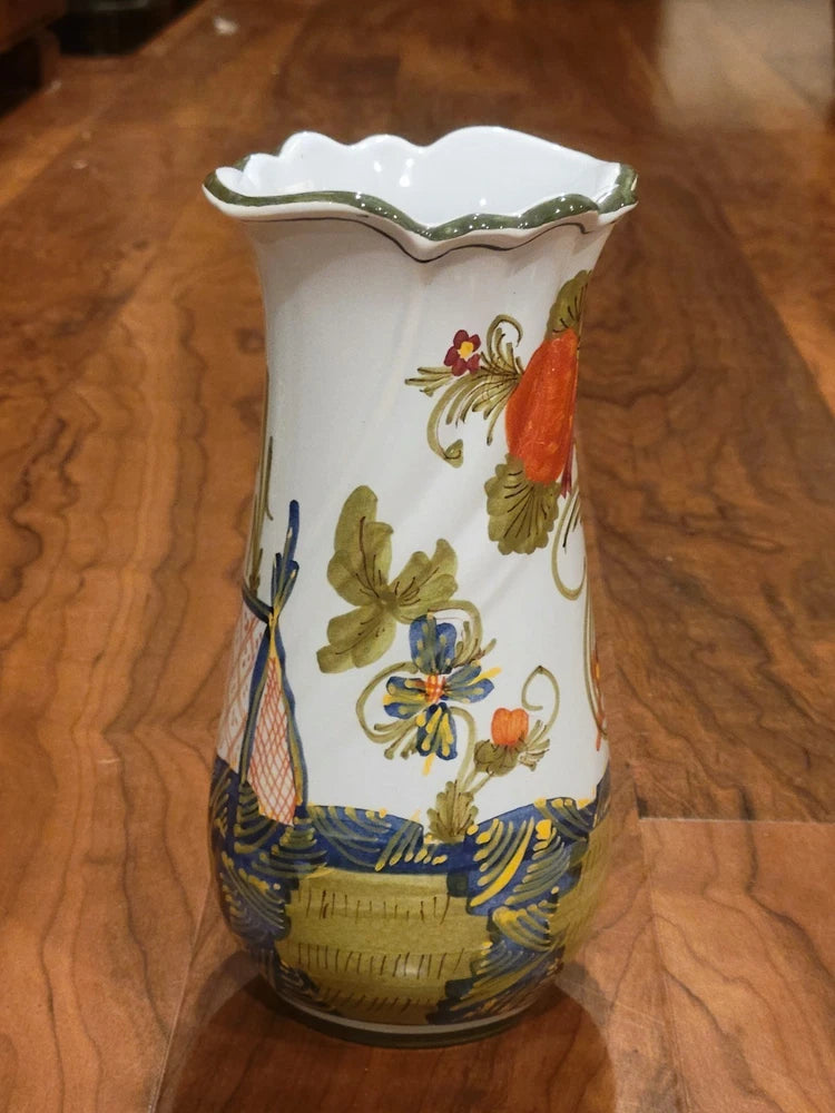 Vintage Bruno Brolli Signed Biordi Garofano Blu Carnation Faenza Vase Carnation