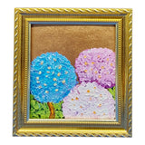 Hydrangea Original Oil Painting Gold Framed 3D Small Wall Art Handmade 4.8x4.3 Hydrangea