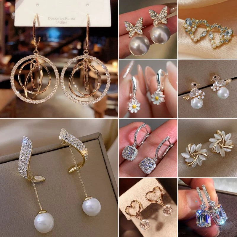 Gorgeous Crystal Cubic Zircon Earrings Stud Dangle CZ Drop Wedding Jewelry Women Daisies
