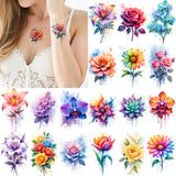 9pcs Temporary Tattoo Watercolor Sunflower Colorful Daisy Watercolor Flower Sunflower