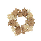 New Rustic Farmhouse Wedding CREAM BURLAP HYDRANGEA FLOWER CANDLE RING Wreath 4" Hydrangea