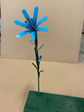 Recycled Metal Welded Blue Lilly W/ Nails Flower Stake Yard Art Rock Garden Garden Plants