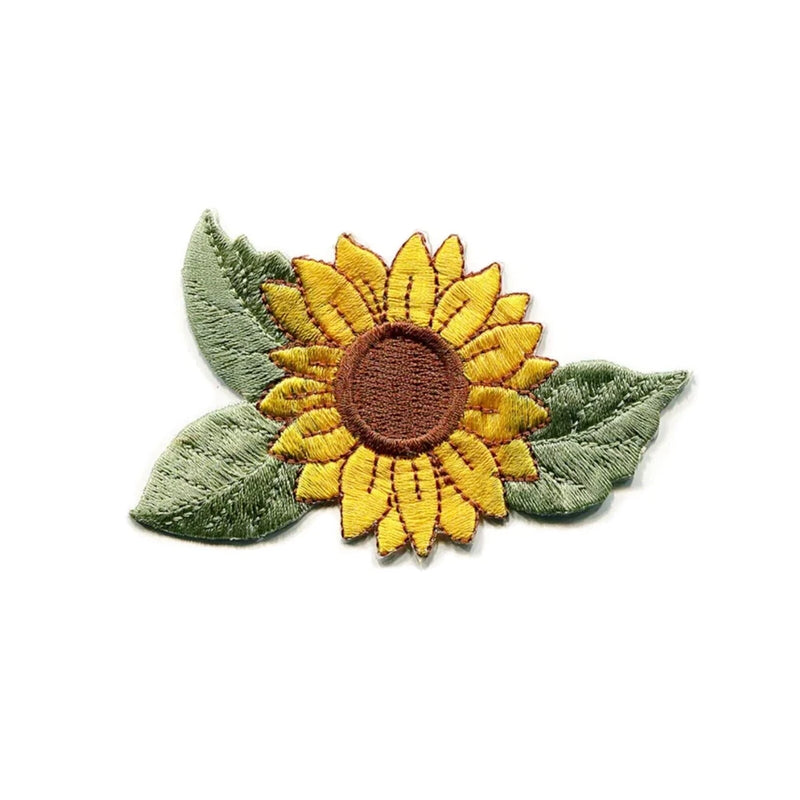 Yellow Sunflower Floral Embroidered Applique Iron On Patch for Clothing Sunflower
