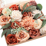 Terracotta Artificial Flowers Burnt Orange Fake Roses Peonies Dahlia Greenery Co Peony