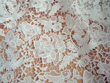 Off White Embroidery Guipure Lace Crocheted Leaf Floral Dress Fabric By The Yard Flowering Plants
