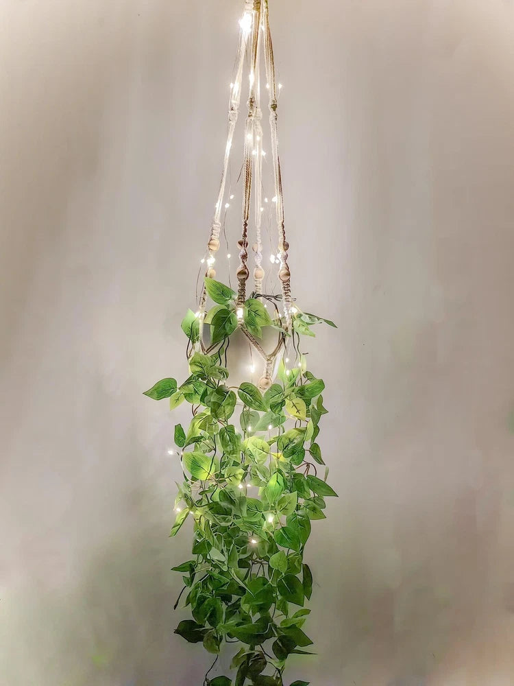 Fake Hanging Plants with Lights Artificial Plants for Home Decor Macrame Plan... Green Plant
