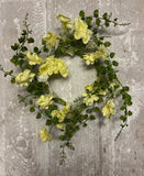 New Spring Cottage YELLOW BUTTERCUP CANDLE RING Wreath 4.5" Green Plant