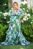 $2.8K Dolce Gabbana silk hydrangea print long midi dress sz 50 12 14 XL Hydrangea