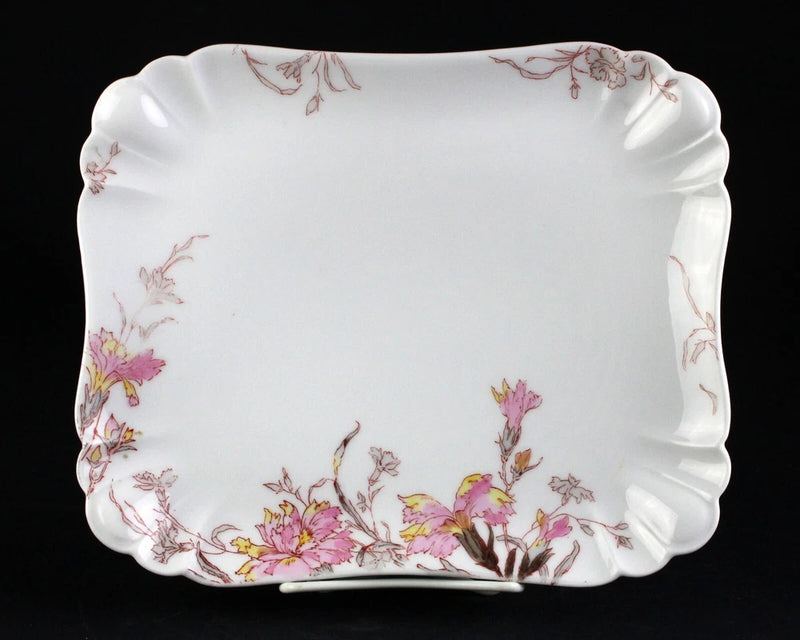 Haviland Old Carnation Pink Rectangular Platter, Antique Schleiger 1158 9.5" Carnation
