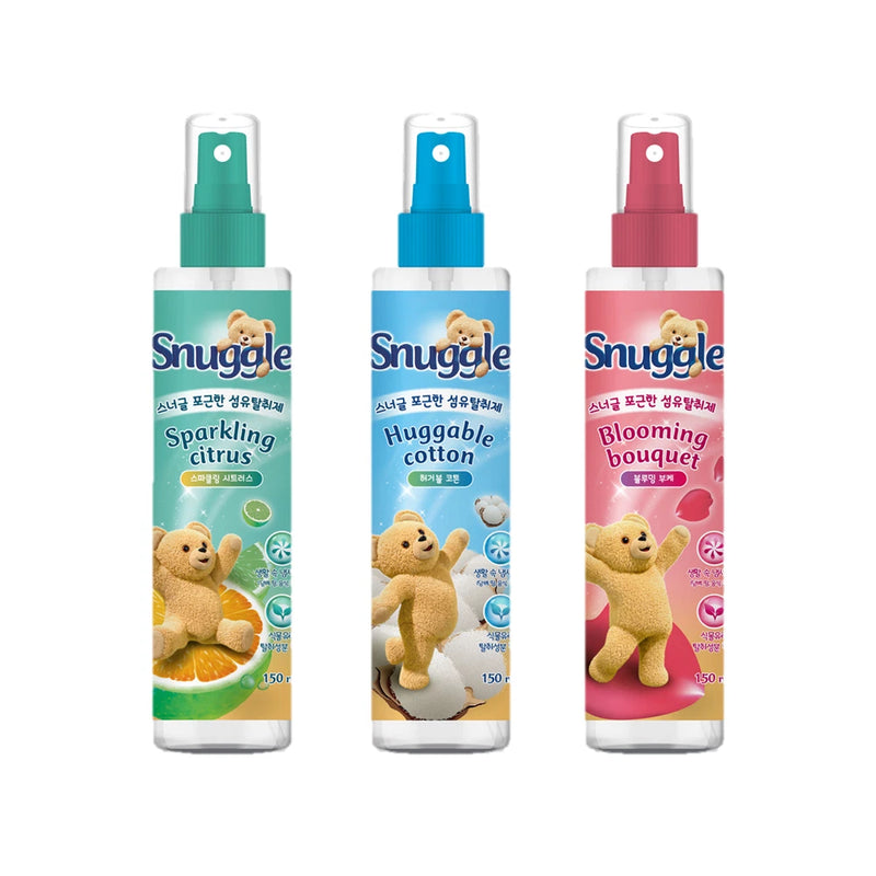 SNUGGLE fabric freshener spray bottles, citrus, cotton, and bouquet scents