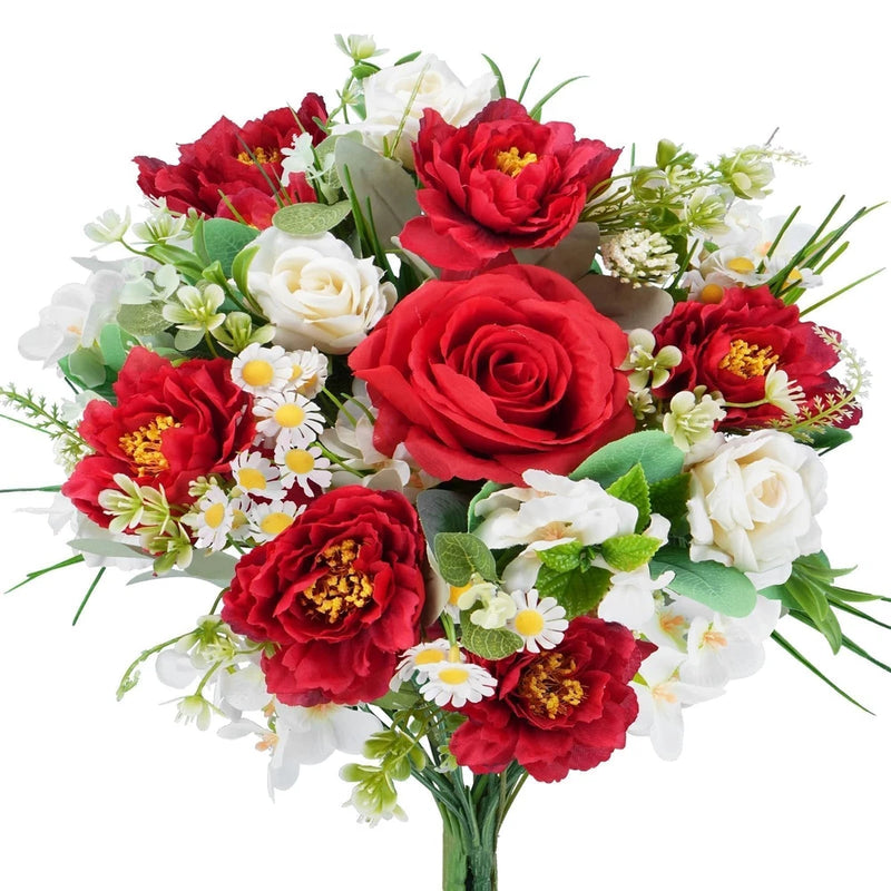 Zythrem Cemetery Flowers Silk Valentine's Day Red Peony White Peony