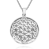 Flower of Life Interconnecting Lilies 26mm Sterling Silver Necklace Lily