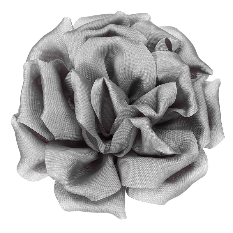 4" Silk Satin Flower Brooch Pin Large Peony Floral Lapel Pin Gray Peony