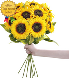 9-Pack Artificial Sunflower Stems 19.7" Tall Full & Lifelike Yellow Silk Flowers Sunflower