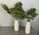 Pair of Artificial Indoor Green Monster Leaf Plant In White Ceramic Pot/Vase 26Õ Green Plant