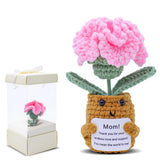 Mother's Day Decor Artificial Carnation Flowers Handmade Crochet Flower Bouqu... Carnation