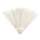 6 Pcs Faux Pampas Grass 42.5cm/16.5" Dried Pampas Grass 9 Branches, Milk White Pampas Grass