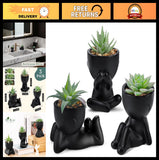 3pcs Artificial Succulent Plants for Home Decor - Black Bathroom, Bedroom, Livin Green Plant