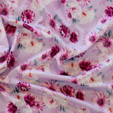 FS1182 Floral Garden Lilac Stretch Material Jersey Scuba Knit Dressmaking Fabric Flowering Plants