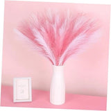 60 Pcs Pampas Grass Decor 21.7" Fluffy Faux Short 60 Pcs-Dark Pink and White Pampas Grass