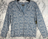 Style & Co. S Blue White Floral Print Long Sleeve Blouse Bloom Hydrangea Hydrangea