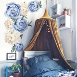 Large Blue Peonies Flower Wall Stickers, sacinora Delicate Peony Rose Floral ... Peony