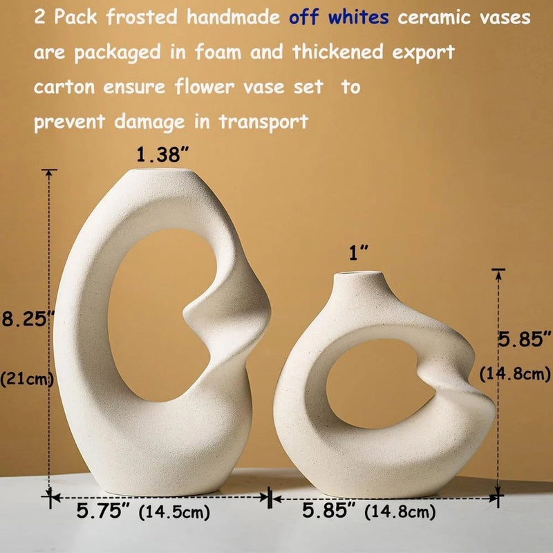 Modern White vase Set of 2,Pampas Grass Ceramic vases for Wedding Pampas Grass