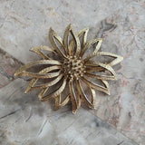 Gold Tone Flower Brooch Sunflower? Dahlia? Sunflower