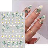 Nail Art Stickers Transfers Spring Summer Flowers Floral Fern Daisy  (PM81) Daisies