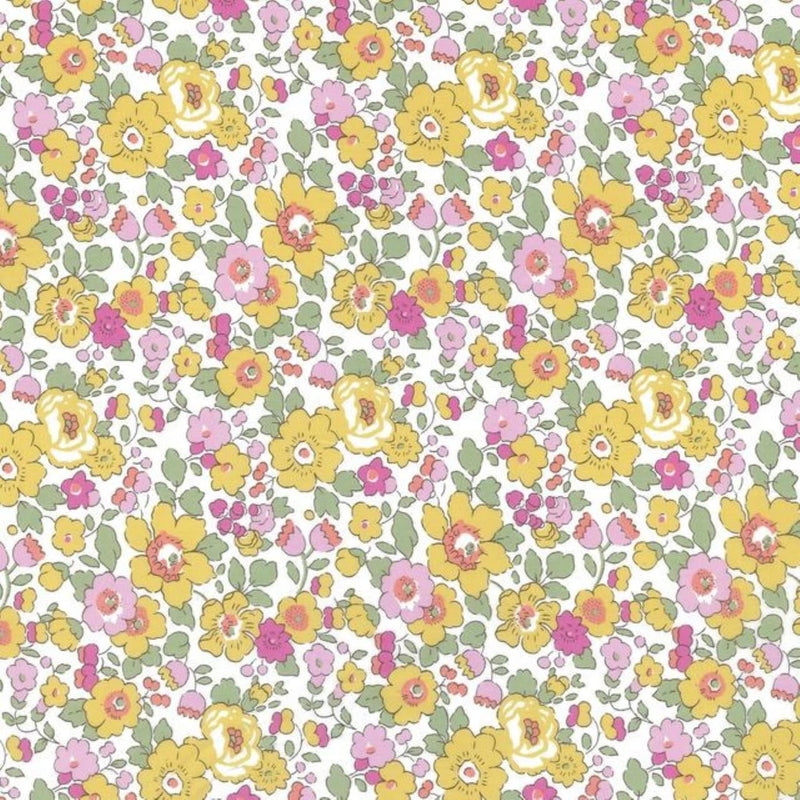 Liberty Tana Lawn Betsy bespoke yellow - Fat Quarter 20" x 26", 50 x 67cm fabric Flowering Plants