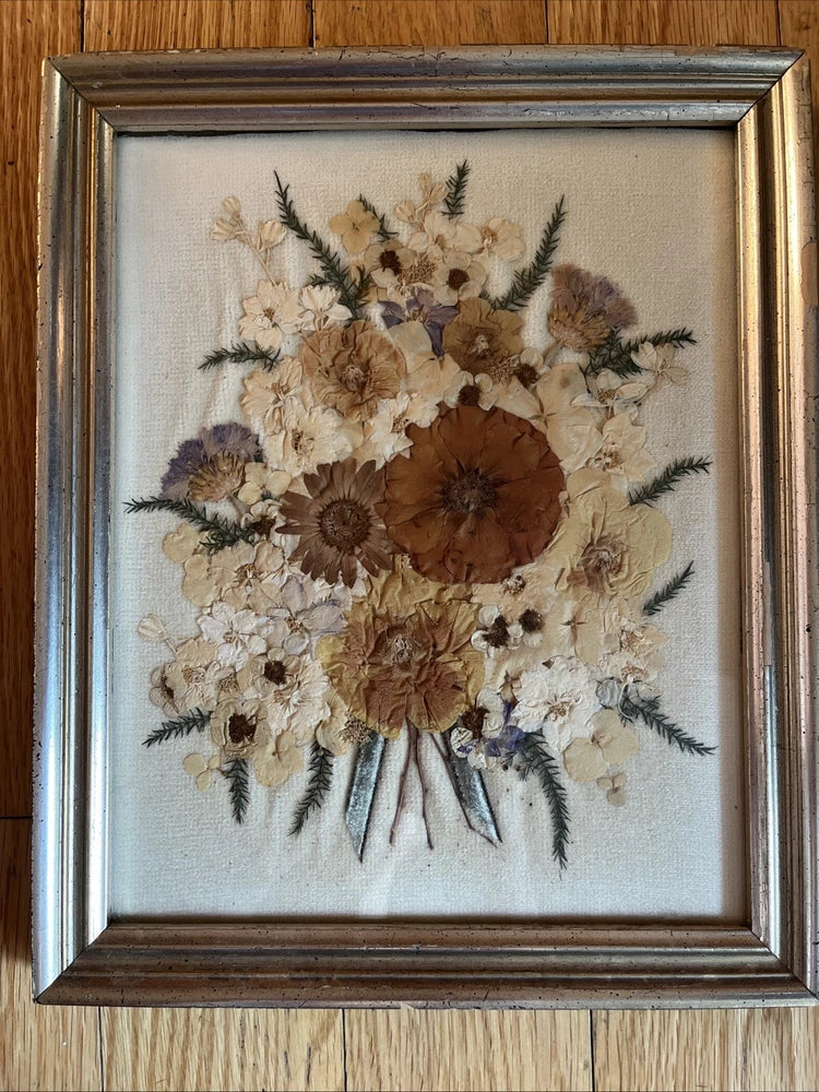 Grannycore Dried Flowers on Velvet Framed 9Óx11Ó Dried Flower