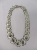 PRETTY SILVER ROUND SUNFLOWER LAYERED LINK NECKLACE Sunflower