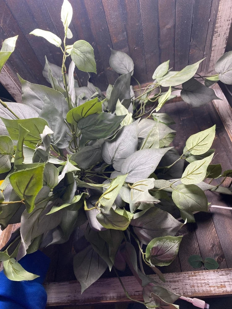 Faux green and gray leaf foliage bouquet with multiple stems